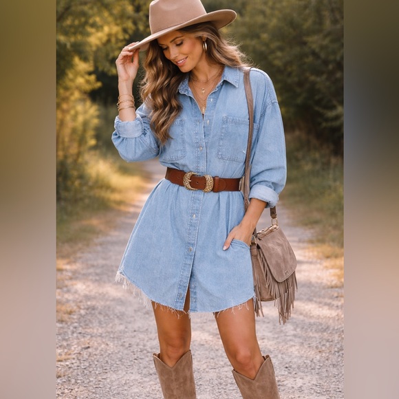 H&M Jackets & Blazers - H&M Light Blue Denim Longline Jacket